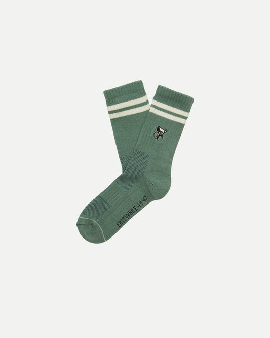 ERSTWHILE Socks Crew - Green/Ivory-Casual Socks-5487567938956