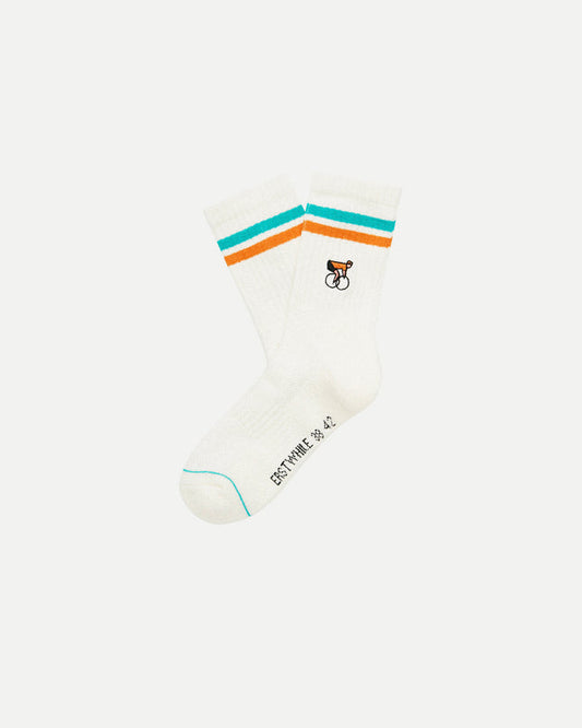 ERSTWHILE Socks Amateur - Ivory/Green/Orange-Casual Socks-5487567938871