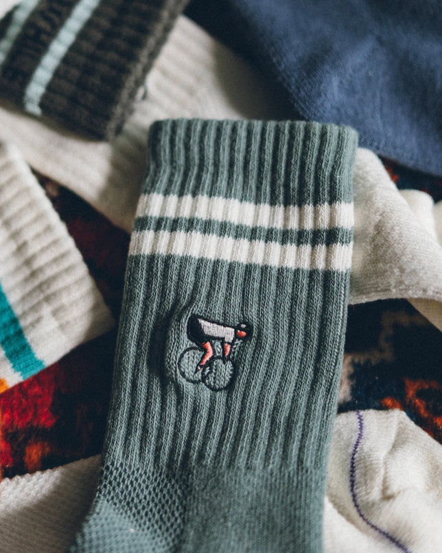 ERSTWHILE Socks Crew - Green/Ivory-Casual Socks-