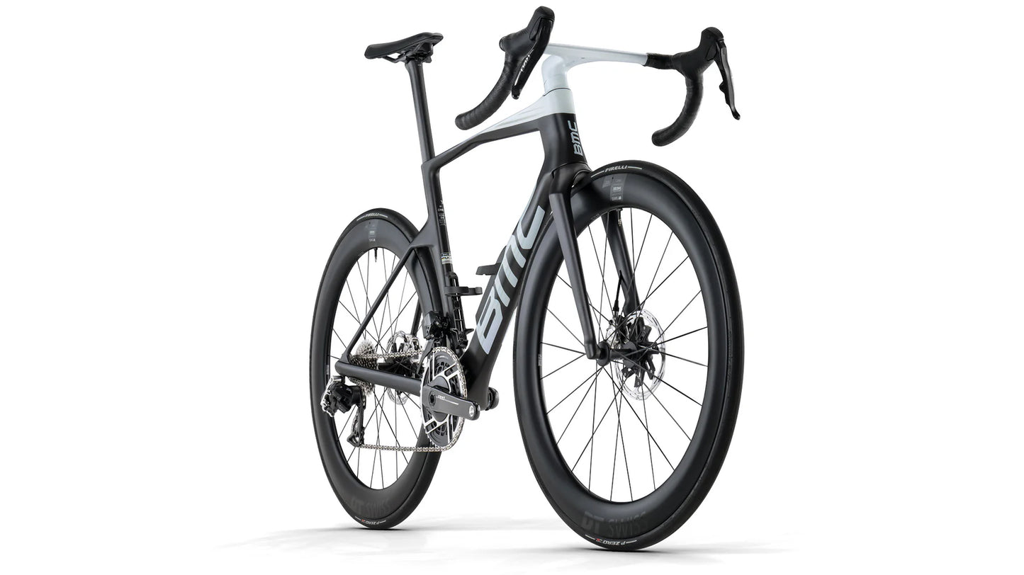 BMC Teammachine R01 ONE Sram Red AXS E1 Power Meter DTSwiss Wheelset Road Bike - Carbon Black / Cool White