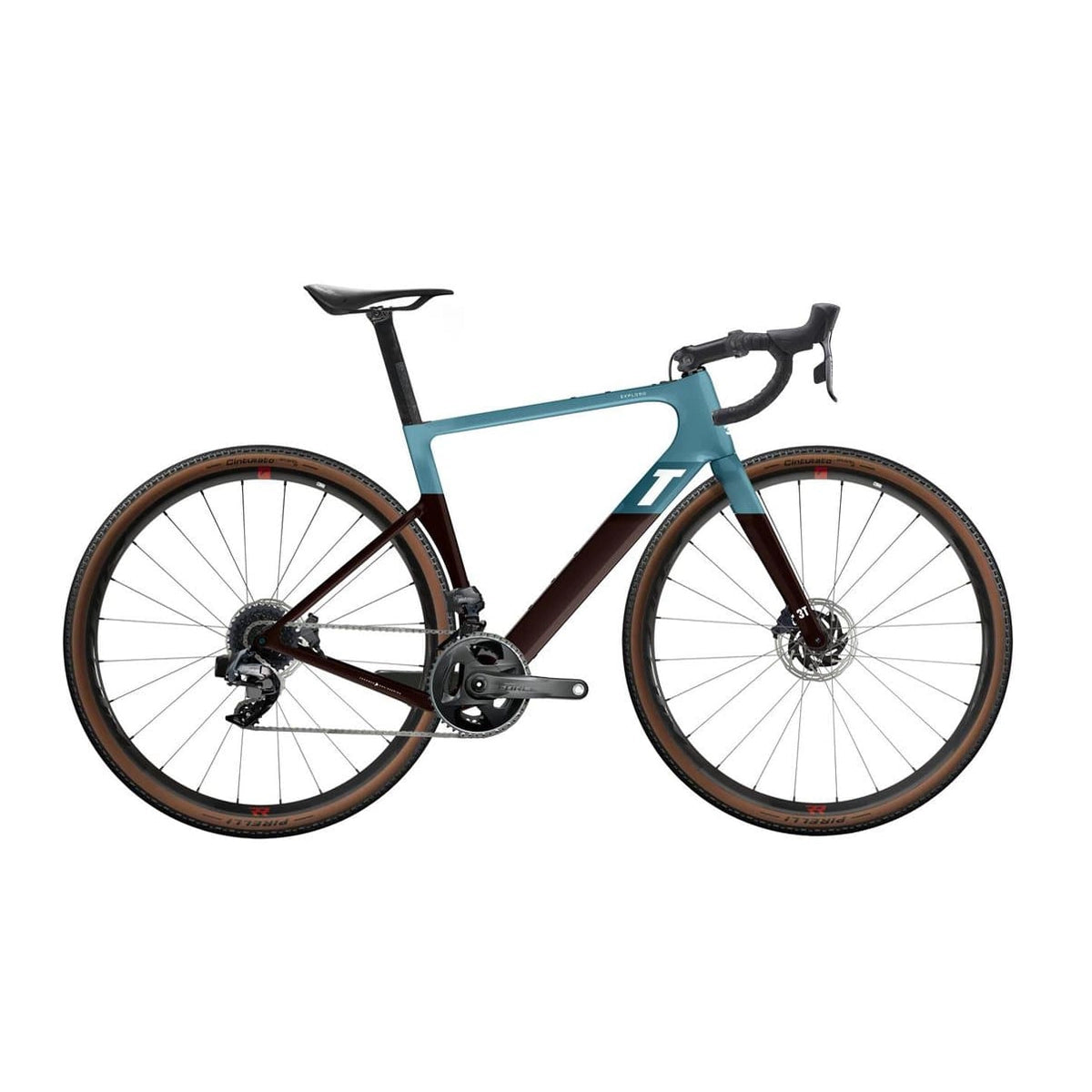 3T Exploro Race Max Complete Bike Gravel Sram Force AXS 1x12 - Blue/Brown-Complete Gravel Bikes-