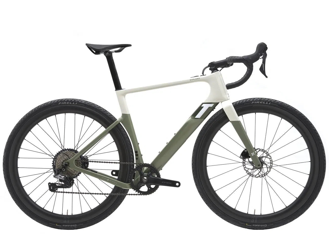 3T Exploro Racemax Boost Complete Bike Gravel Electric - White/Green