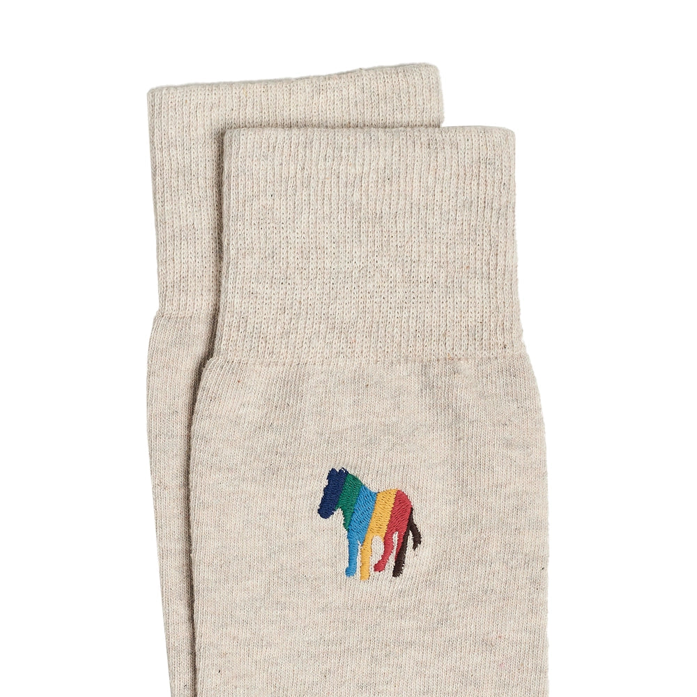 PAUL SMITH Bold Zebra Emblem Socks - Beige-Casual Socks-5059970679841