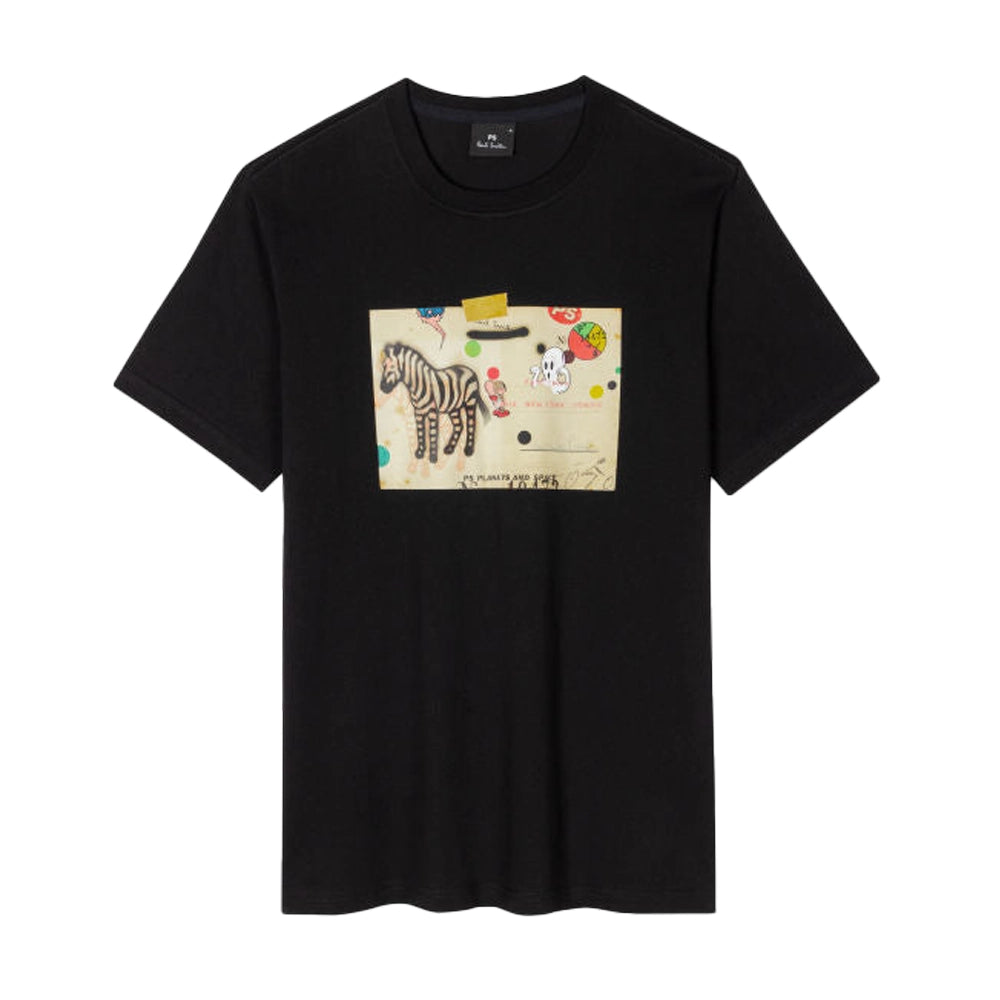 PAUL SMITH Tshirt SS Reg Fit Zebra Card - Black-T-Shirts-