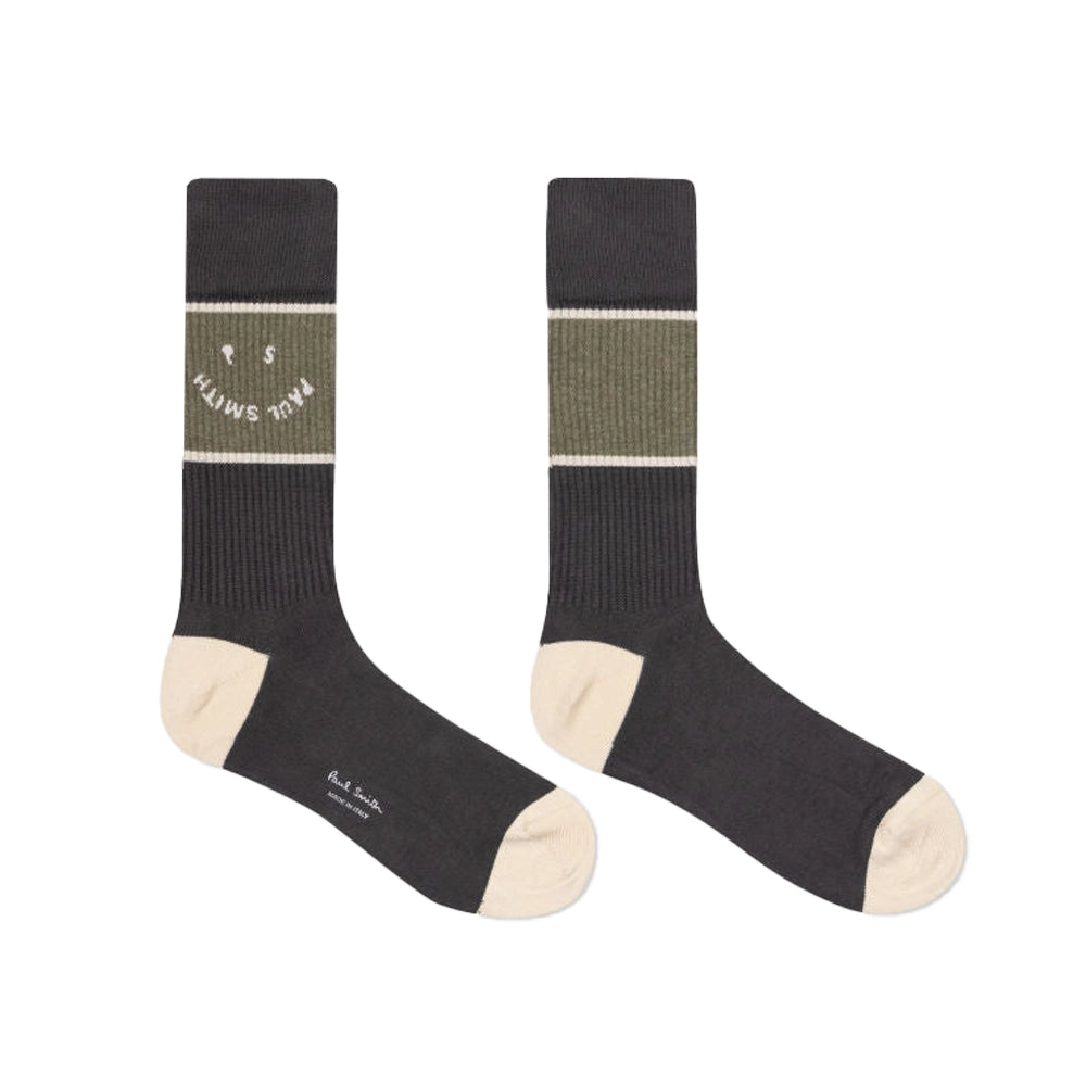 PAUL SMITH Happy PS Socks - Grey-Casual Socks-5059970821844