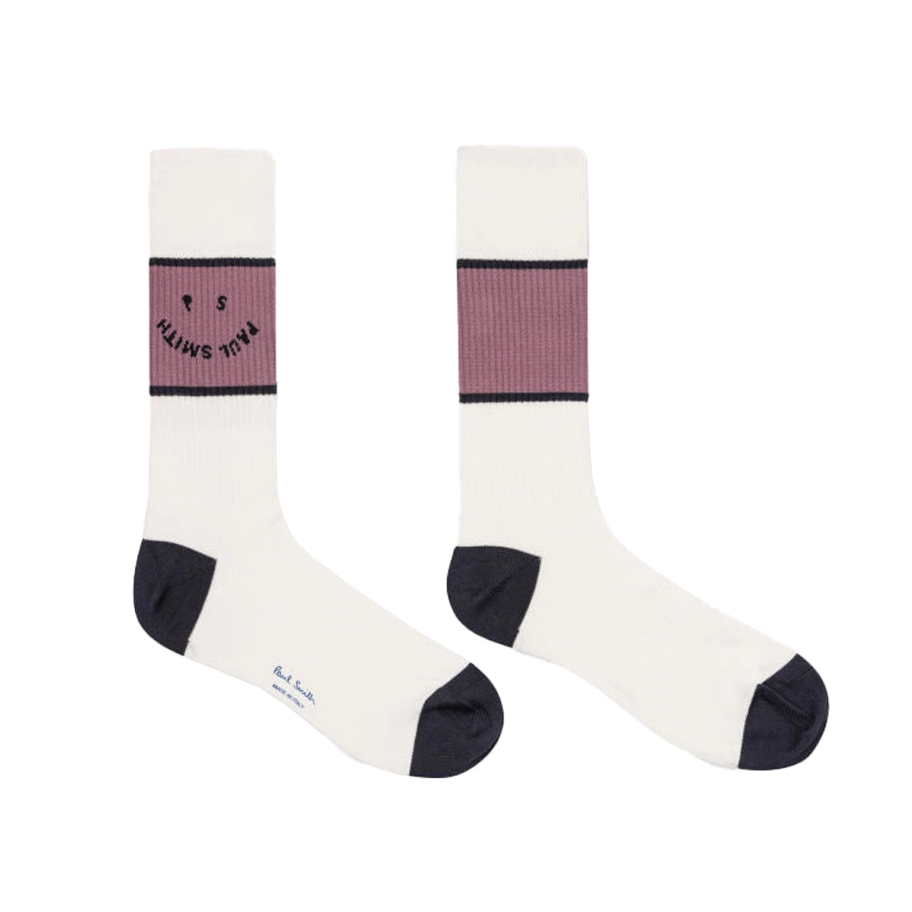 PAUL SMITH Happy PS Socks - White-Casual Socks-5059970821806