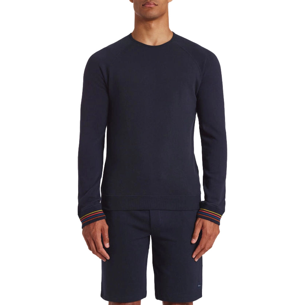 PAUL SMITH Artist Stripe Cuff LS Top - Navy-Sweatshirts-