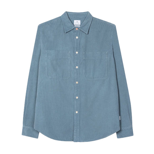 PAUL SMITH Corduroy Patch Pocket Shirt - Light Blue-T-Shirts-