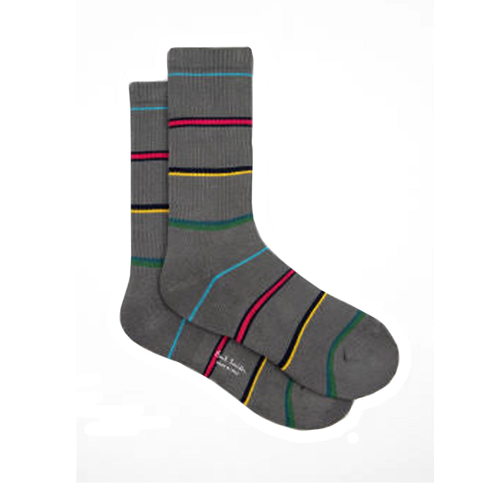 PAUL SMITH Cillian Stripe Socks - Grey-Casual Socks-5059970833328