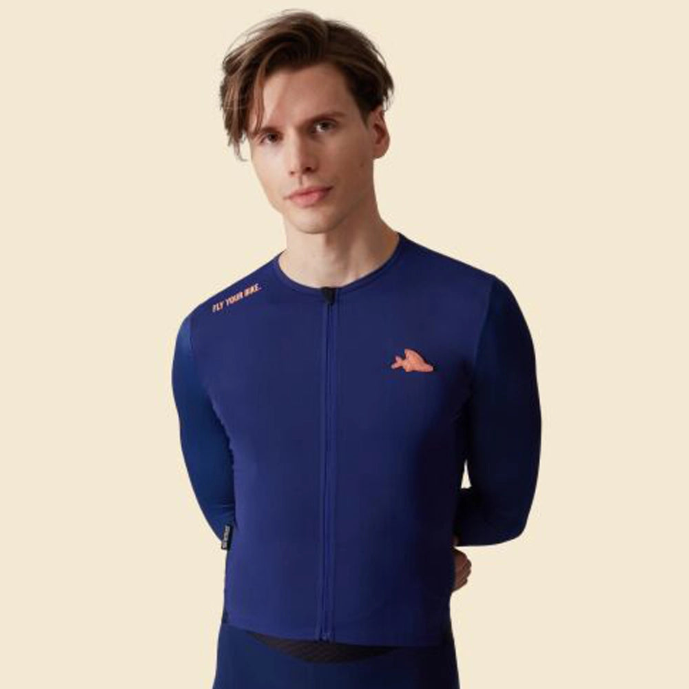 CAFE DU CYCLISTE Roxane LS Cycling Jersey - Navy-Long Sleeve Jerseys-