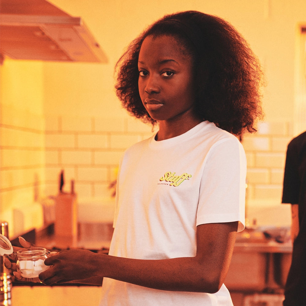 VELODROM Staff Tshirt - White/Bright Lime-T-Shirts-