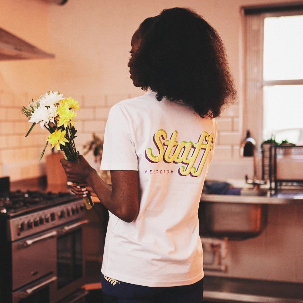 VELODROM Staff Tshirt - White/Bright Lime-T-Shirts-