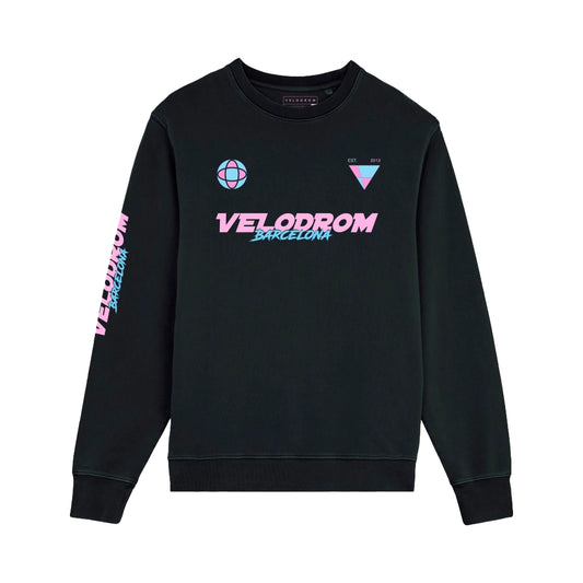 VELODROM Vintage Graphic Sweatshirt - Black/Bright Pink-Blue-Sweatshirts-61541961