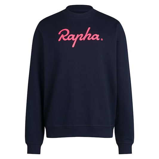 RAPHA Cotton Sweatshirt Large Logo - DNP Dark Navy/High-Vis Pink-Velodrom