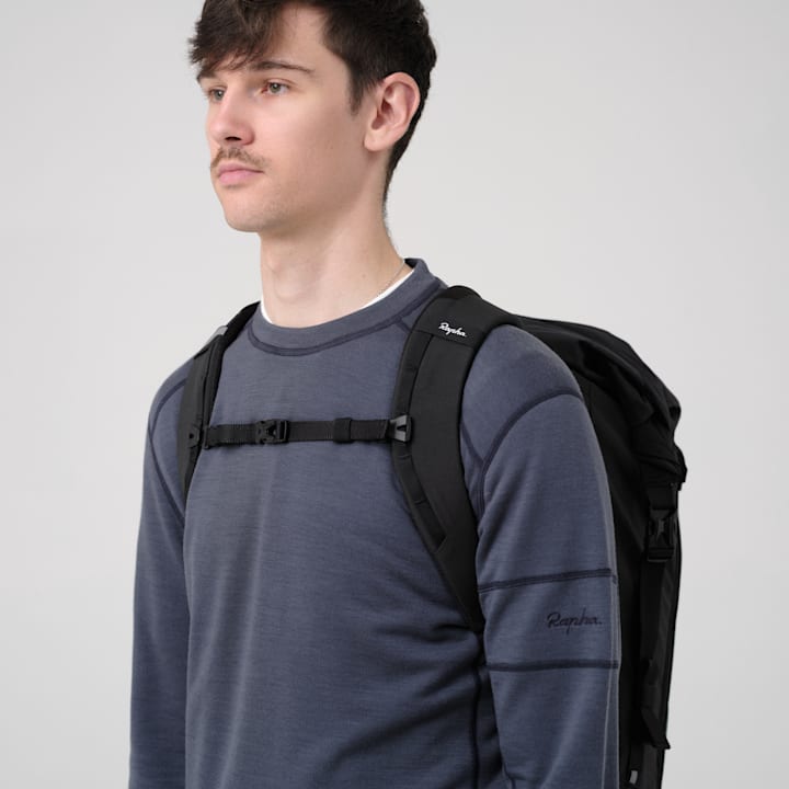 RAPHA Roll Top Backpack 30L - Black/Black-Velodrom