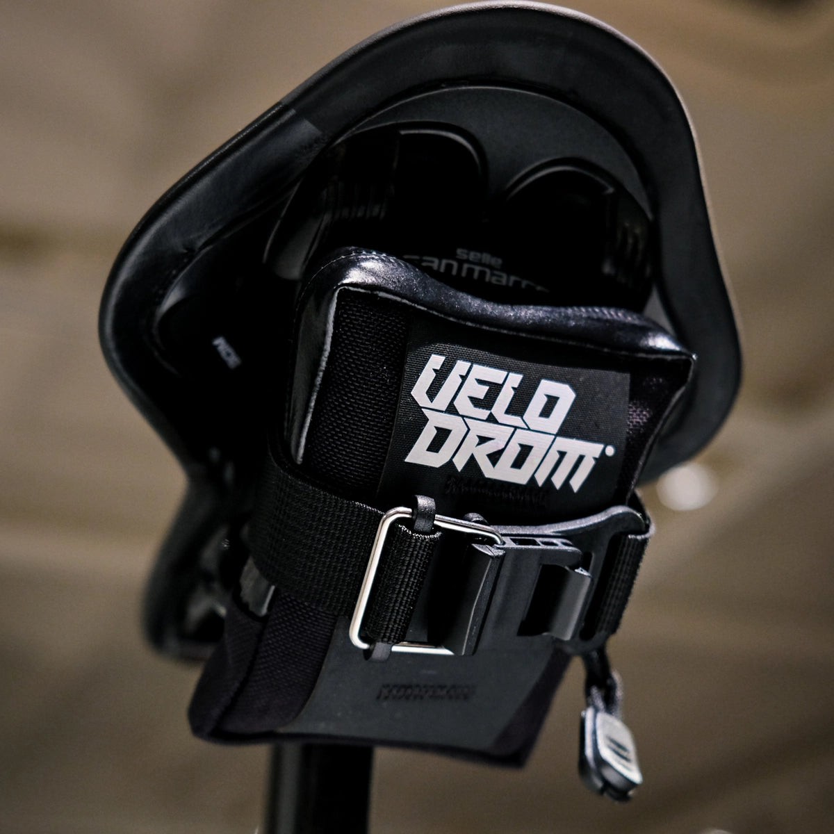 VELODROM RaceDay by Cordel Compact Road Saddle Bag - Black/White Graphic