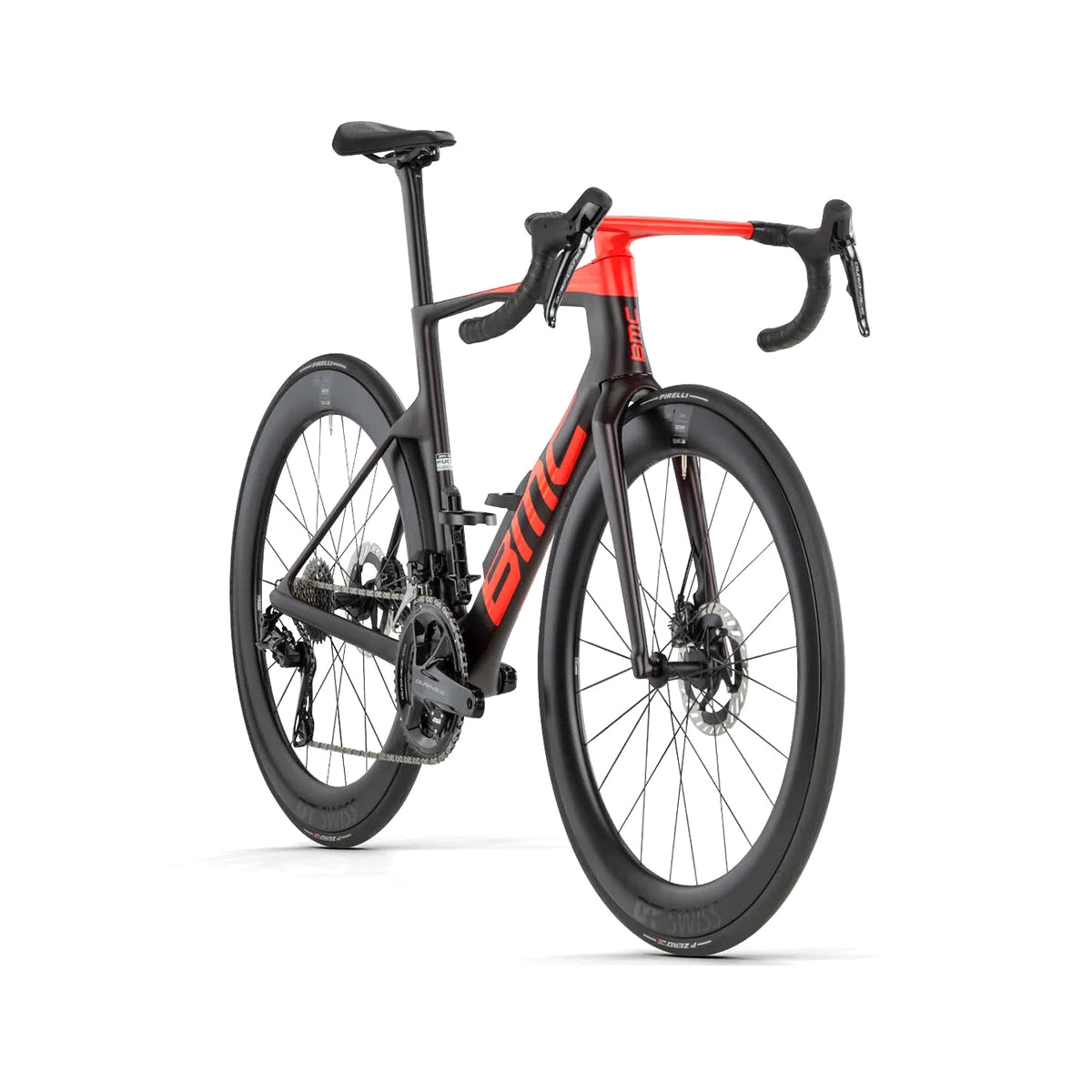 BMC Teammachine R01 TWO Shimano Dura Ace DI2 Power Meter DTSwiss Wheelset Road Bike - Carbon/Neon Red