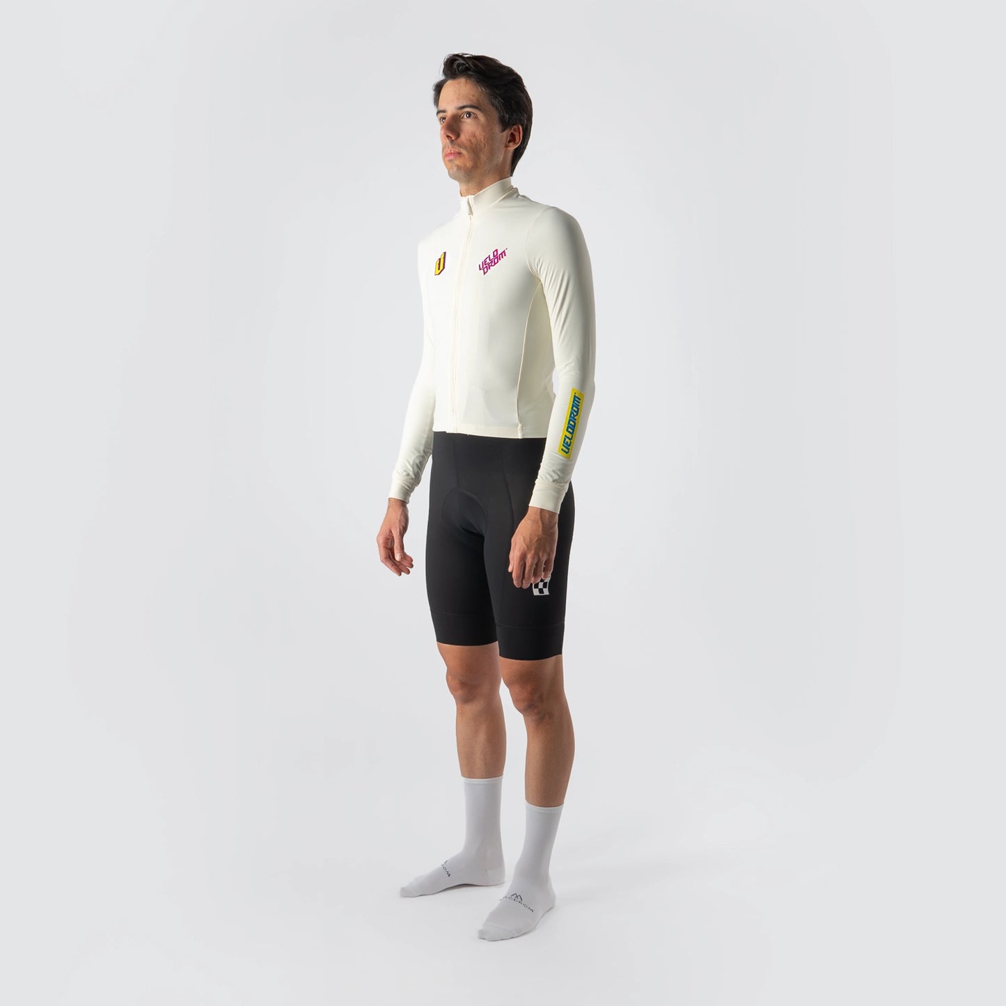 VELODROM RaceDay Thermal Long Sleeve Jersey - Off White/Neon