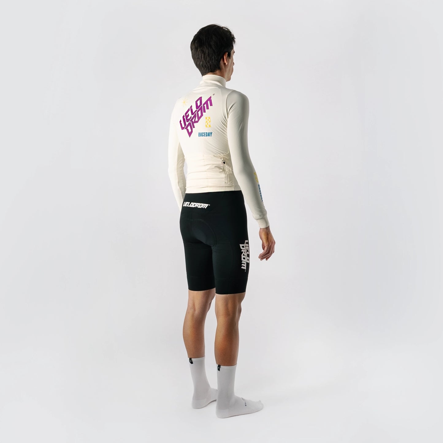 VELODROM RaceDay Thermal Long Sleeve Jersey - Off White/Neon