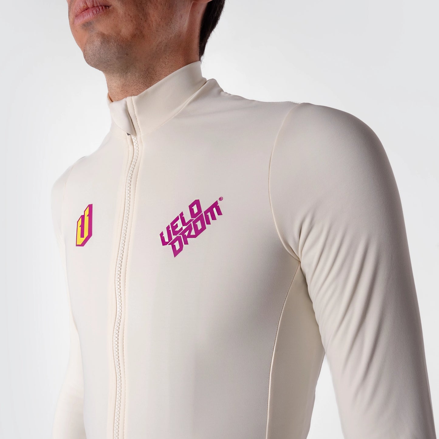 VELODROM RaceDay Thermal Long Sleeve Jersey - Off White/Neon