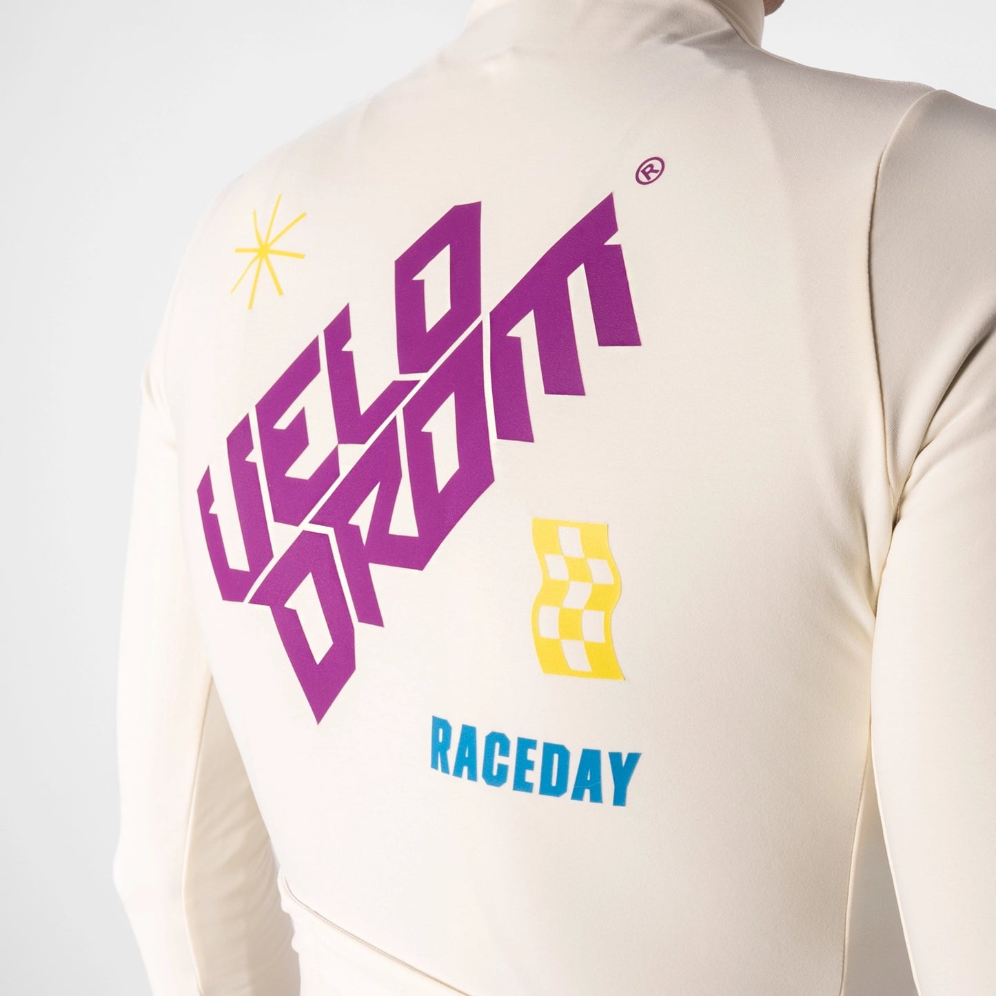 VELODROM RaceDay Thermal Long Sleeve Jersey - Off White/Neon