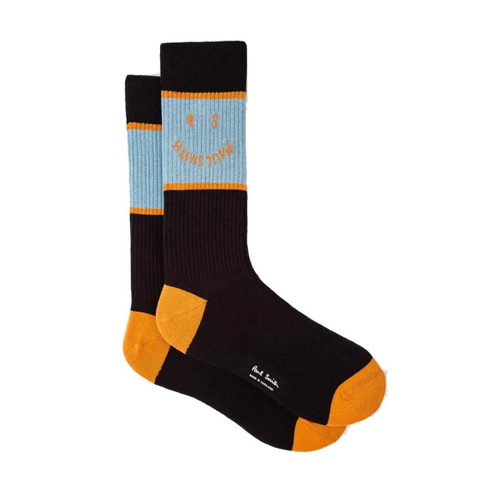 PAUL SMITH Sock Happy - Black and Light Blue-Casual Socks-5059674348548