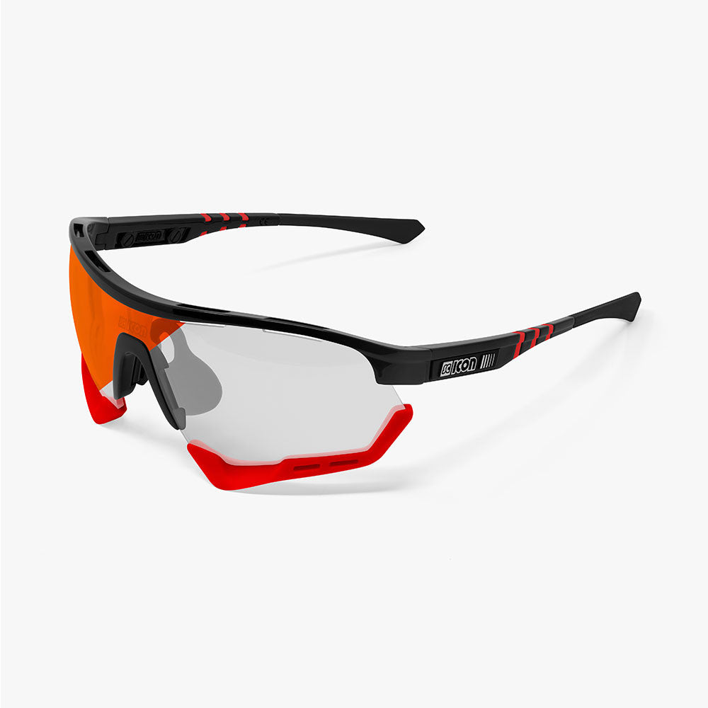 SCICON AEROTECH BLACK GLOSS Sunglasses - PHOTOCHROMIC RED LENS