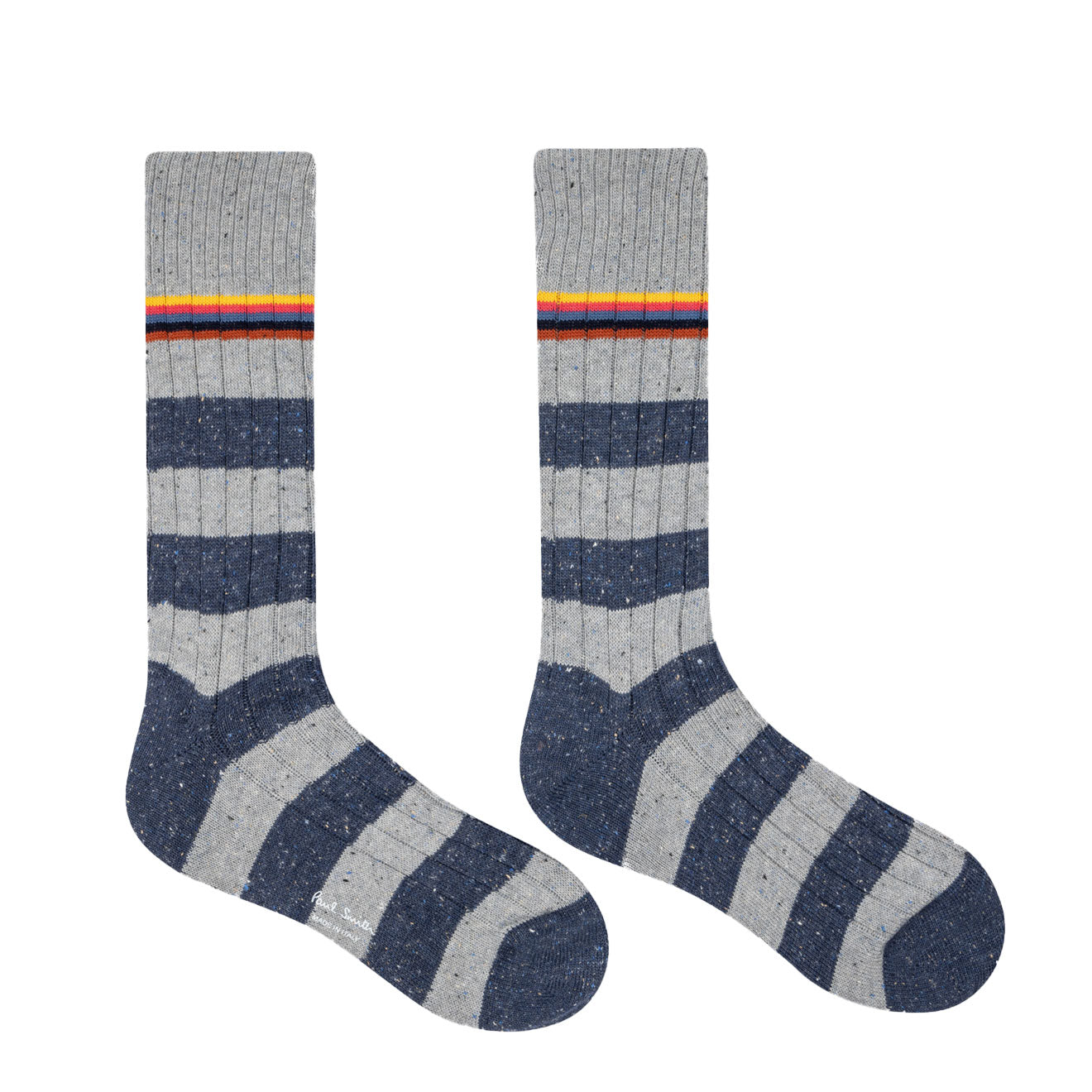 PAUL SMITH Fleck Stripped Ribbed Socks - Grey-Casual Socks-5063184069800