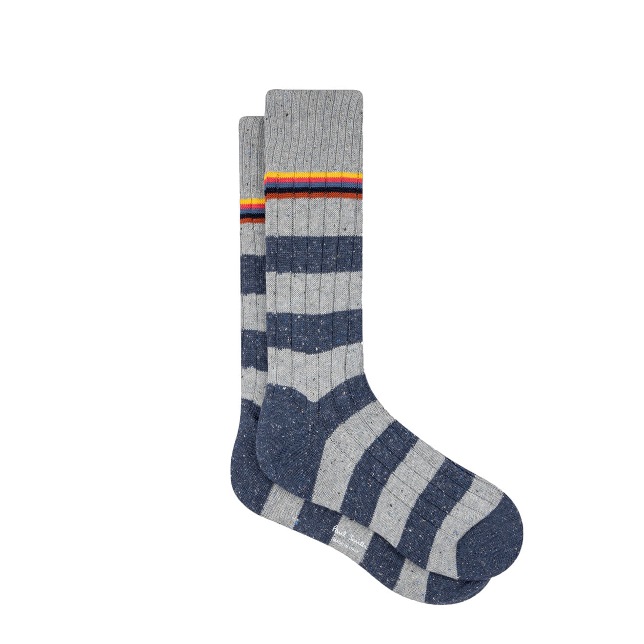 PAUL SMITH Fleck Stripped Ribbed Socks - Grey-Casual Socks-5063184069800