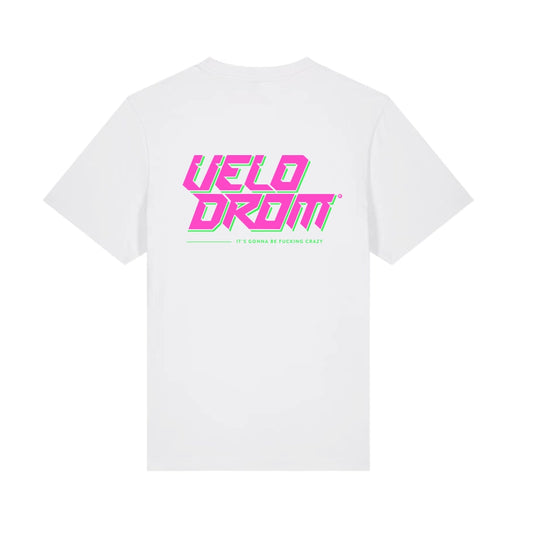 VELODROM RaceDay Tshirt SS24 - White/Fluor Pink Logo