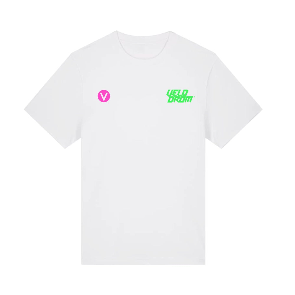 VELODROM RaceDay Tshirt SS24 - White/Fluor Pink Logo-T-Shirts-