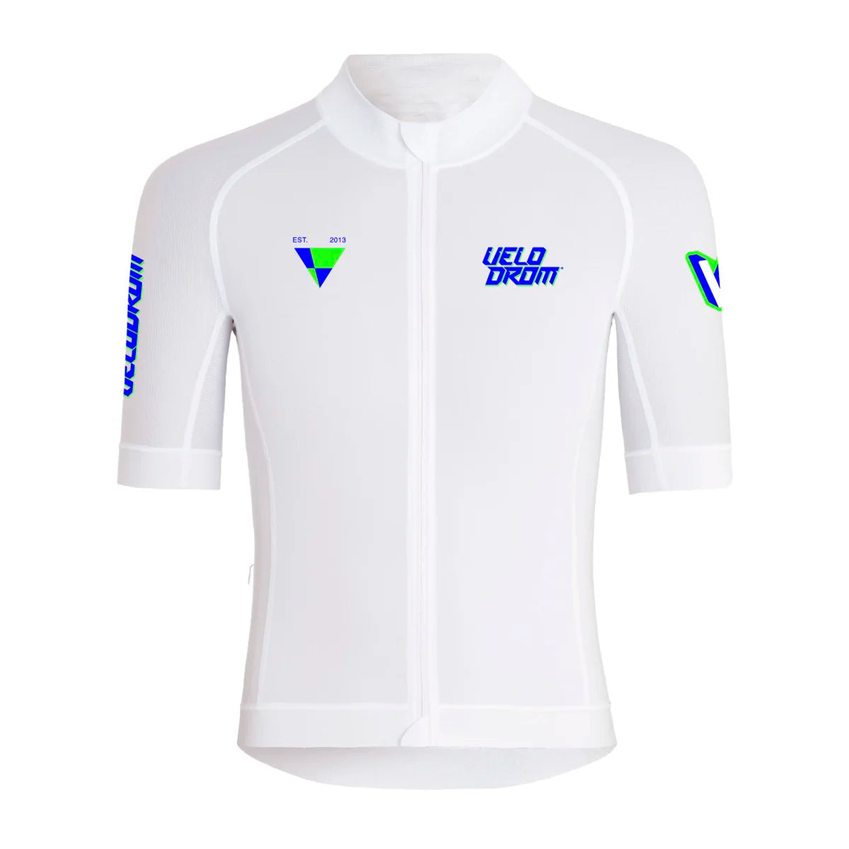 Velodrom Raceday Jersey - White/Electric Blue Late Drop-Jerseys-