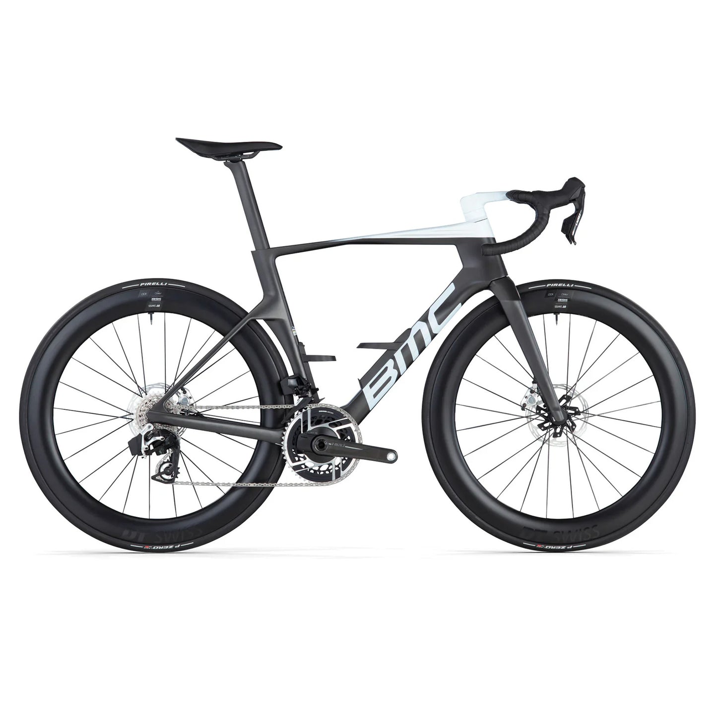 BMC Teammachine R01 ONE Sram Red AXS E1 Power Meter DTSwiss Wheelset Road Bike - Carbon Black / Cool White