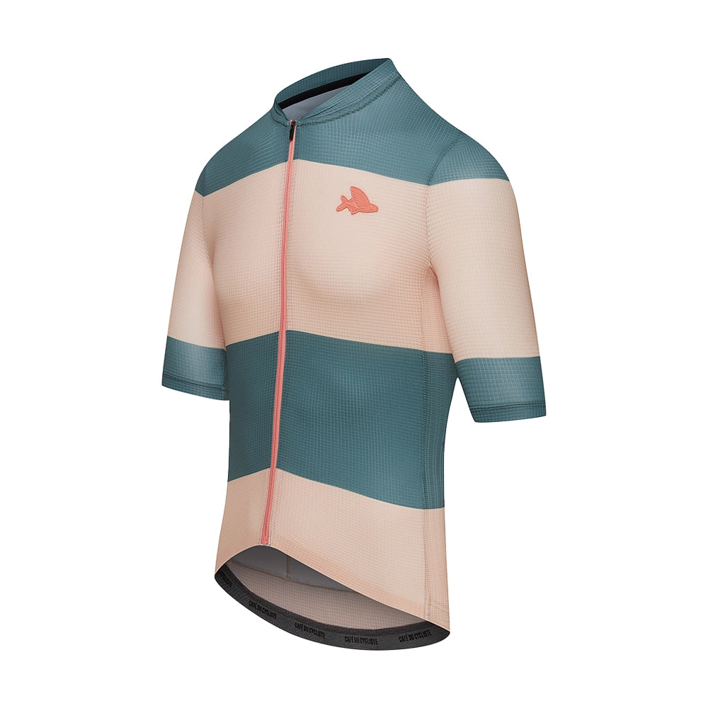 CAFE DU CYCLISTE Angeline Ultralight Cycling Jersey - Sand Scots Pine Stripe-Jerseys-