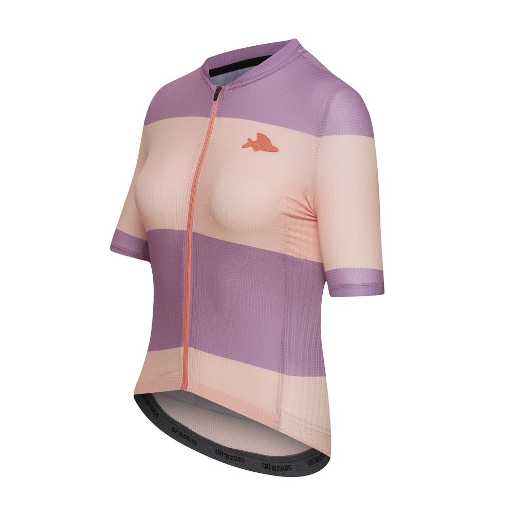 CAFE DU CYCLISTE Angeline Women's Jersey - Sand Glycin Stripe-Jerseys-