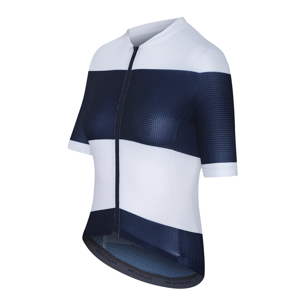 CAFE DU CYCLISTE Angeline Women's Ultralight Jersey - Navy White-Jerseys-