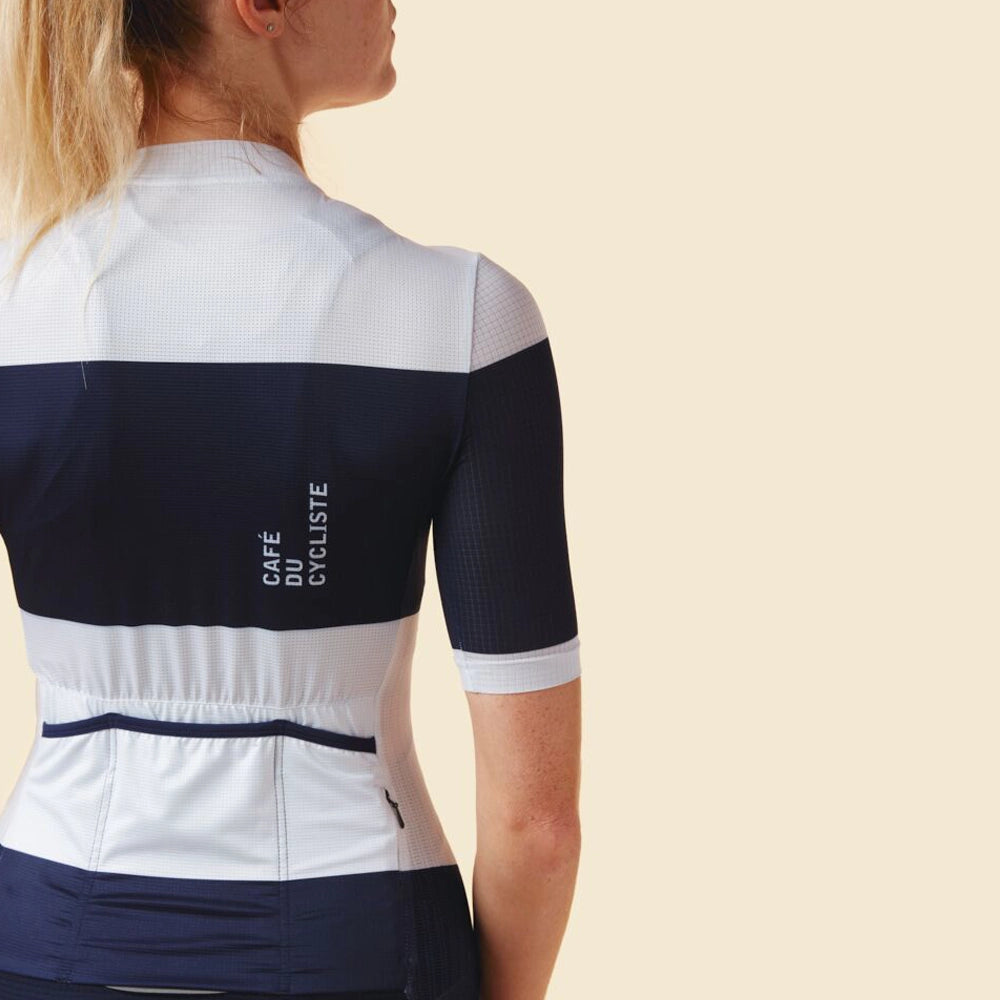 CAFE DU CYCLISTE Angeline Women's Ultralight Jersey - Navy White-Jerseys-