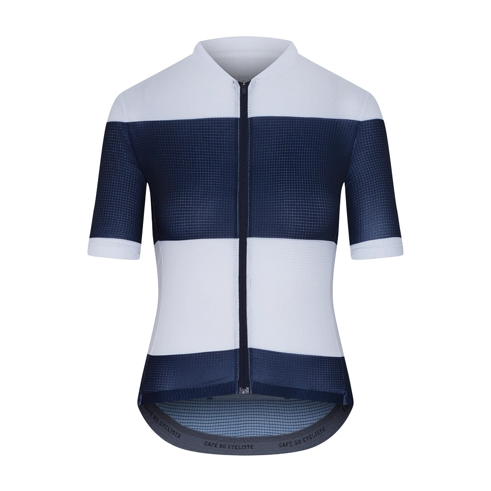 CAFE DU CYCLISTE Angeline Women's Ultralight Jersey - Navy White-Jerseys-61149001