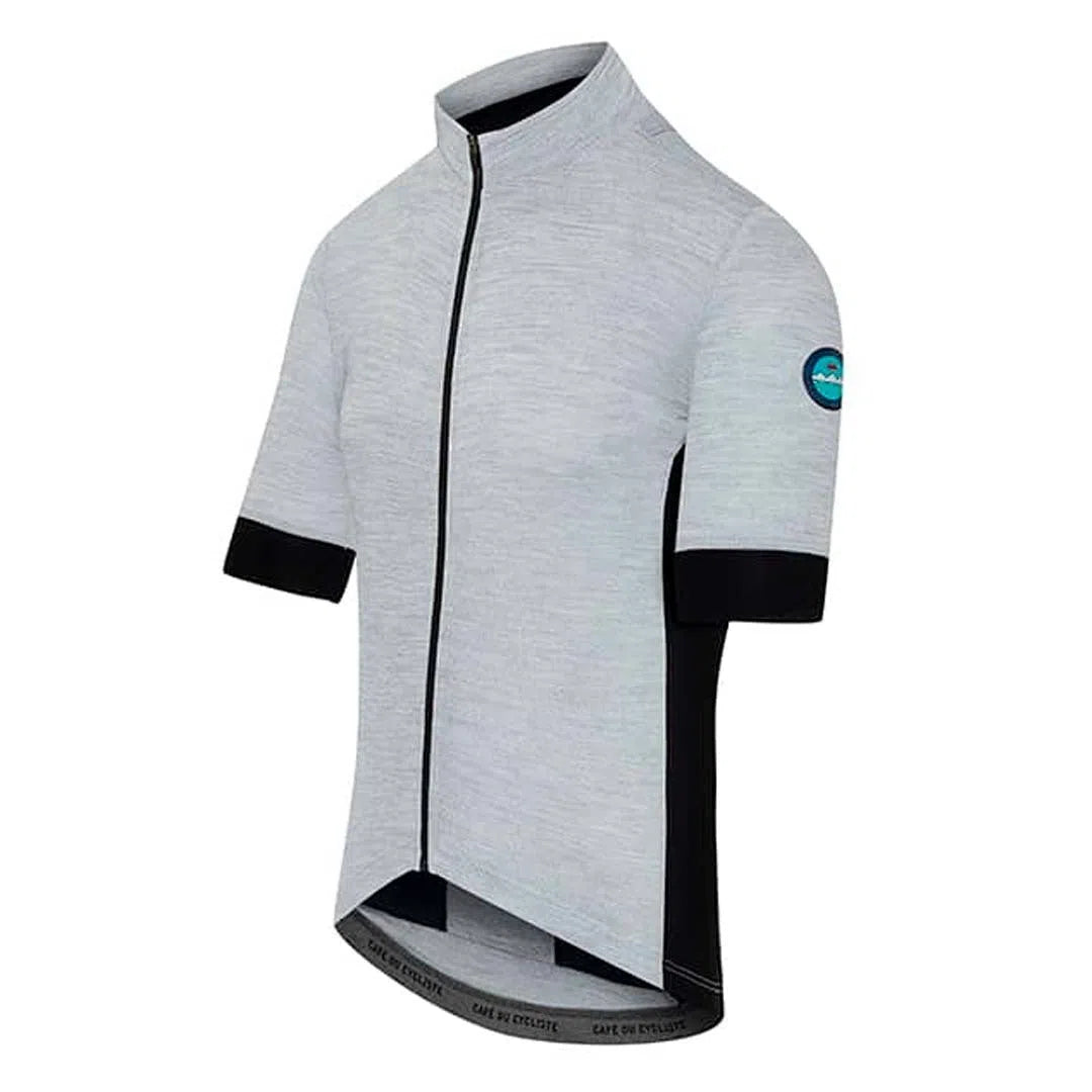 CAFE DU CYCLISTE Eglantine Merino Cycling Jersey - Light Grey-Jerseys-