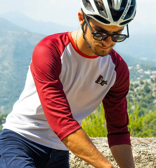 CAFE DU CYCLISTE Gravel Cycling Jersey Barbara - Burgundy/White-Jerseys-