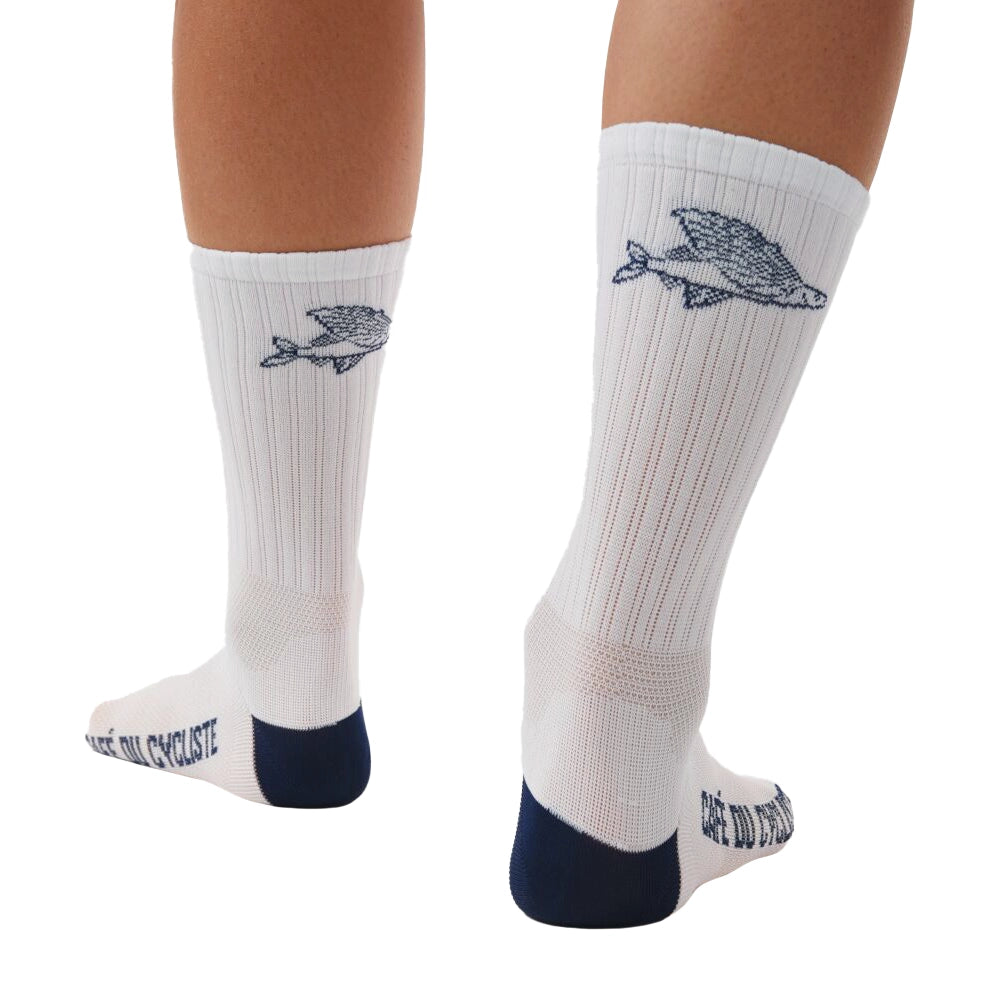 CAFE DU CYCLISTE Gravel Cycling Socks - Flying Fish White-Cycling Socks-