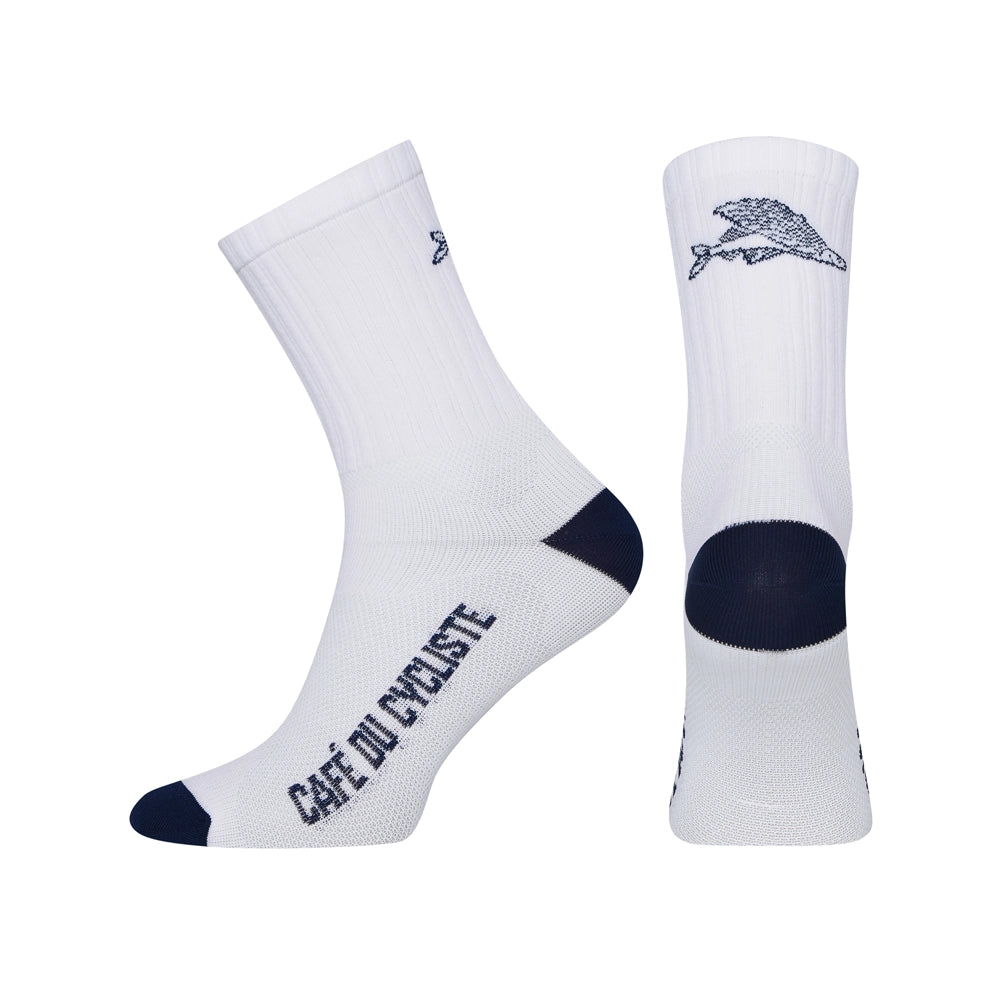 CAFE DU CYCLISTE Gravel Cycling Socks - Flying Fish White-Cycling Socks-3700955331491