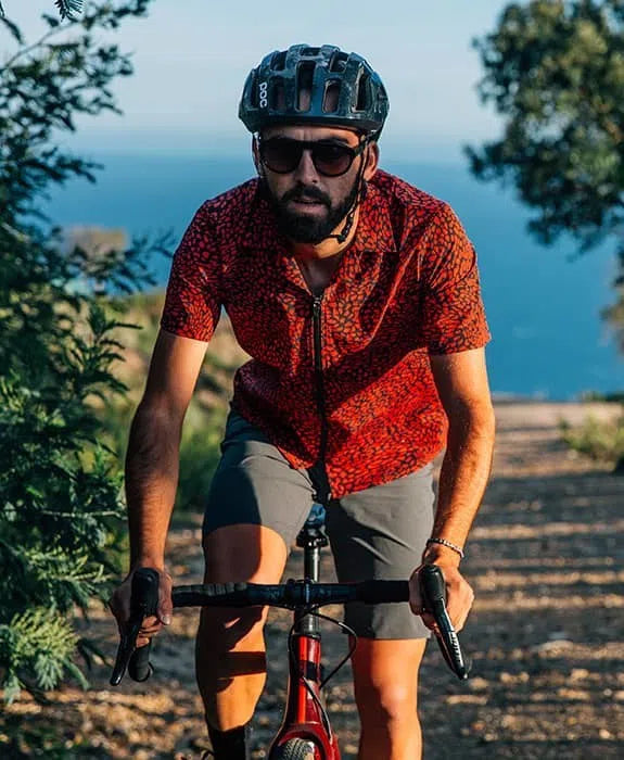 CAFE DU CYCLISTE Laureline Gravel Jersey - Red Panther-Jerseys-