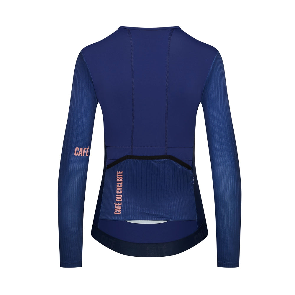 CAFE DU CYCLISTE Roxane LS Cycling Women Jersey - Navy-Women Long Sleeve Jerseys-