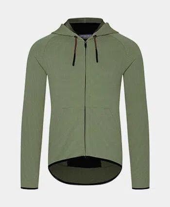 CAFE DU CYCLISTE Solenne Gravel Hoodie - Gunmetal Green-Long Sleeve Jerseys-