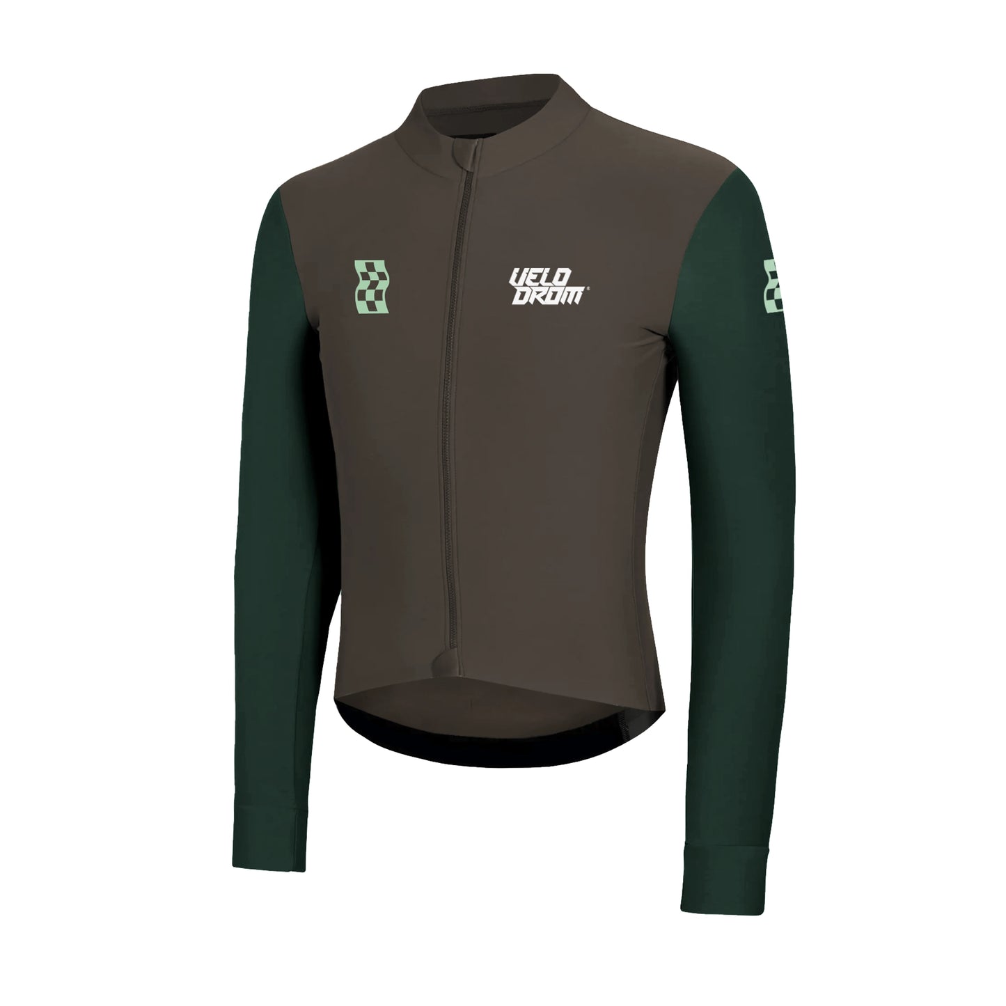 VELODROM RaceDay Thermal Long Sleeve Jersey  - Dark Olive/Pine Groove Dual Sleeves