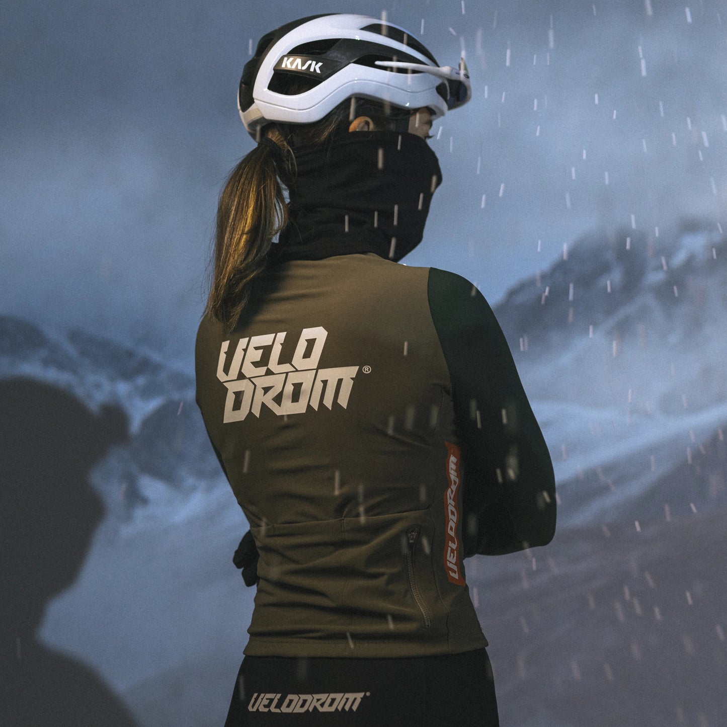 VELODROM RaceDay Thermal Long Sleeve Jersey  - Dark Olive/Pine Groove Dual Sleeves