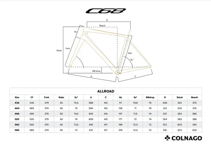 Colnago C68 All Road Frameset Cockpit included - Black/Black HRBK-Framesets-