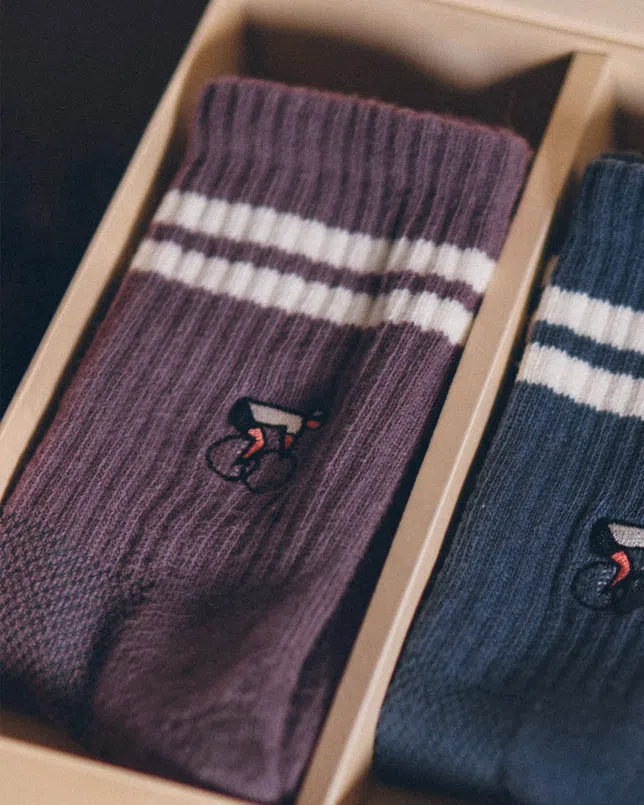 ERSTWHILE Socks Crew - Purple/Ivory-Casual Socks-