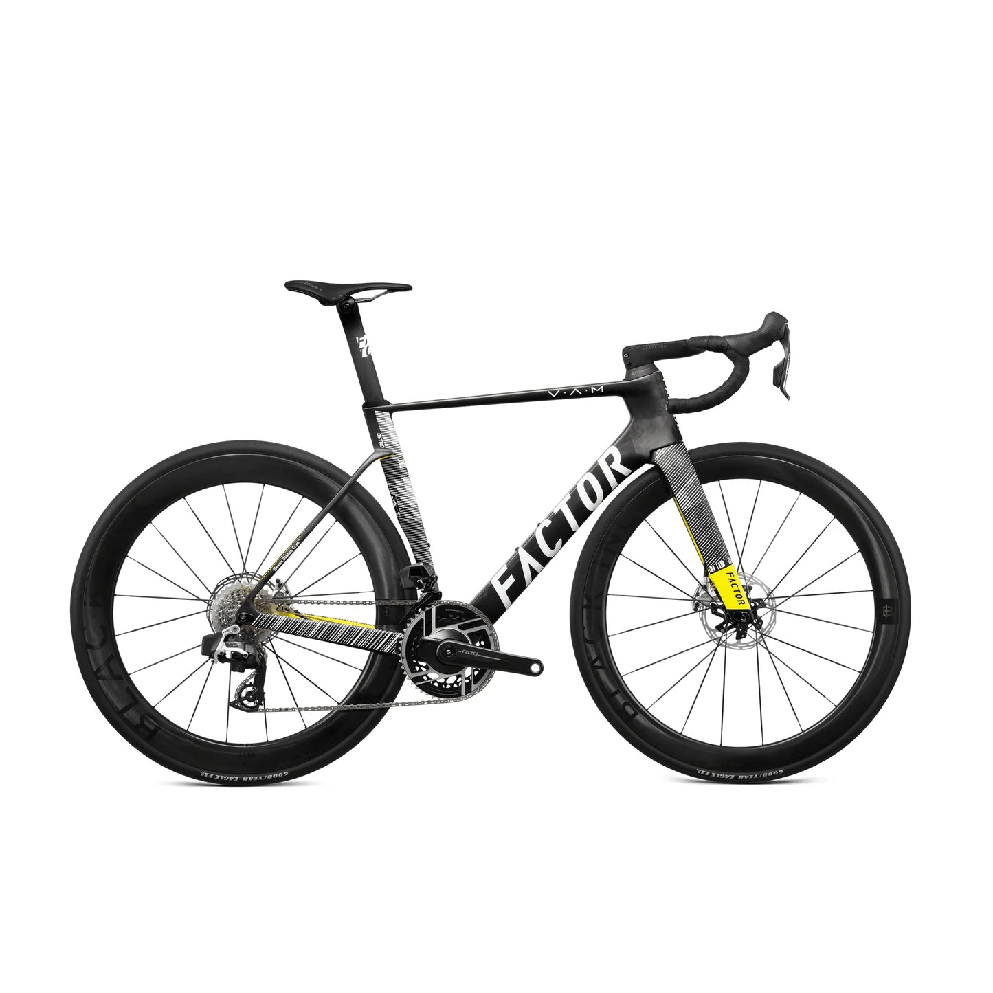 FACTOR OSTRO VAM Road Bike Shimano Sram Red E1 Power Meter Black Inc Wheels - Geometric Black/Yellow/White